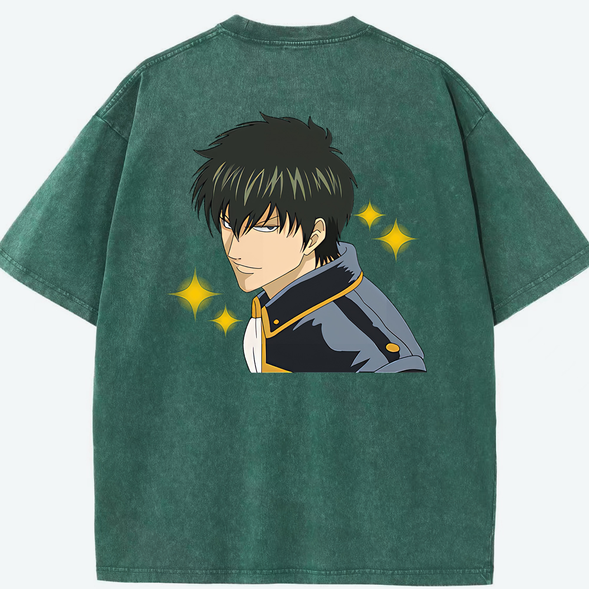 （画像用） ぎんたま 坂田銀時（さかたぎんとき） 神楽 志村新八（しむら しんぱち） GINTAMA Sakata Gintoki Kagura Shimura Shinpachi 綿100% ヴィンテージ風 半袖Tシャツ（背面プリント）
